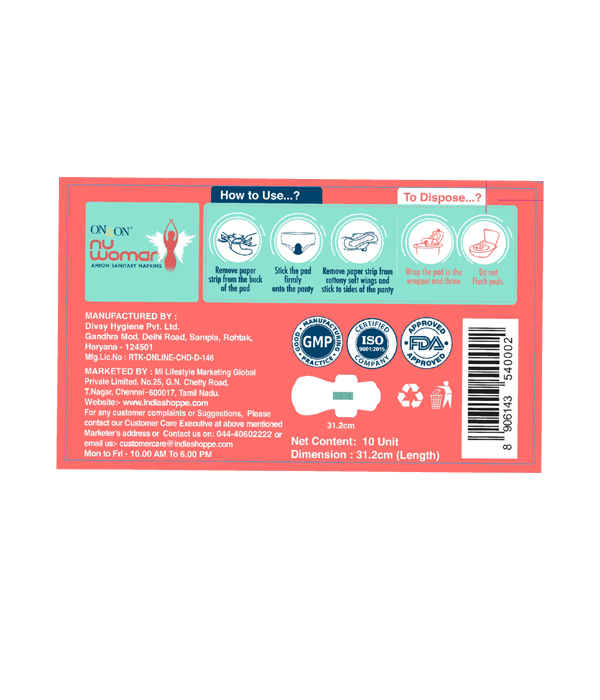 ON&ON Nu Woman Anion Sanitary Napkins (10 Pads) - Image 3